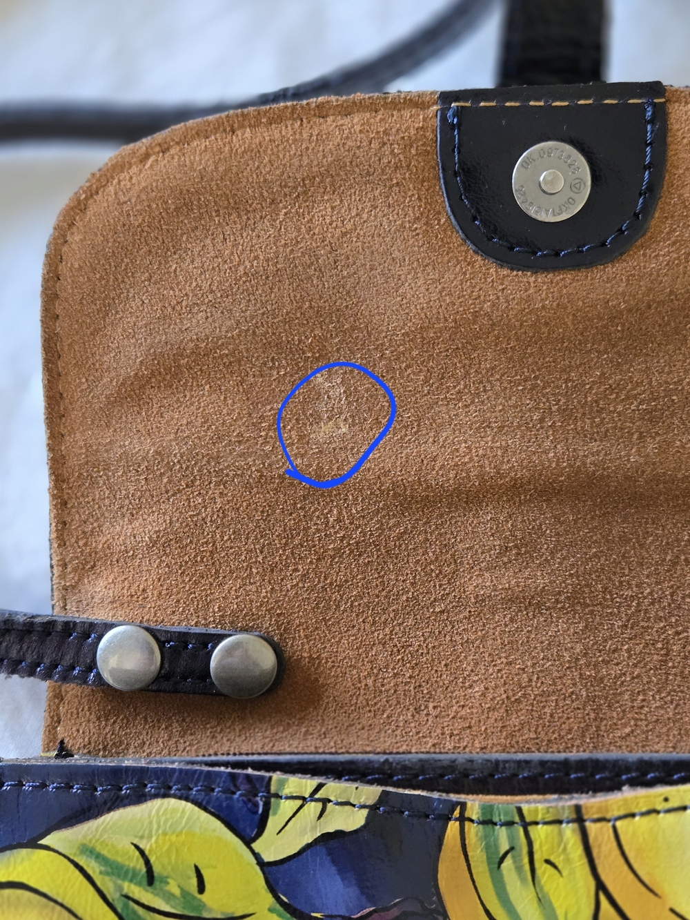 Patricia Nash Torri Crossbody Bag in Positano Limon Leather | Lemon Flap Purse - Picture 6 of 14